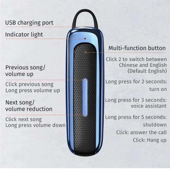 NEW hands free Bluetooth earbud headset with mic microphone B187 - Picture 3 of 3